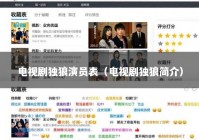 电视剧独狼演员表（电视剧独狼简介）