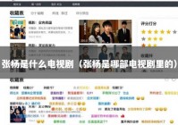 张杨是什么电视剧（张杨是哪部电视剧里的）